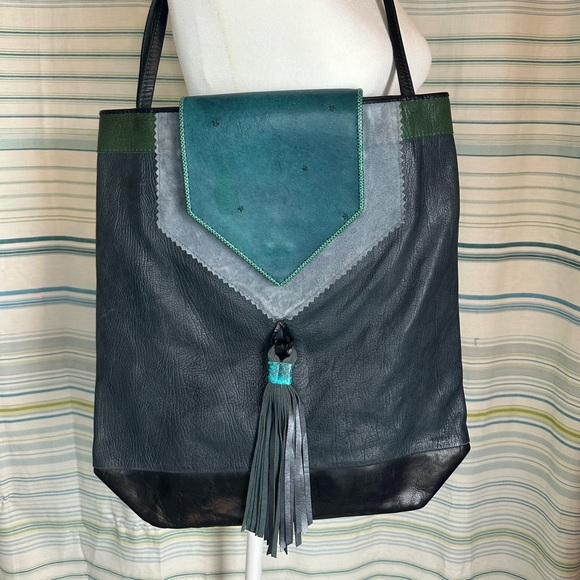 Vintage Ruby Firecat Leather Tote Purse Bag Tassel Designer Southwestern OOAK - Picture 1 of 16